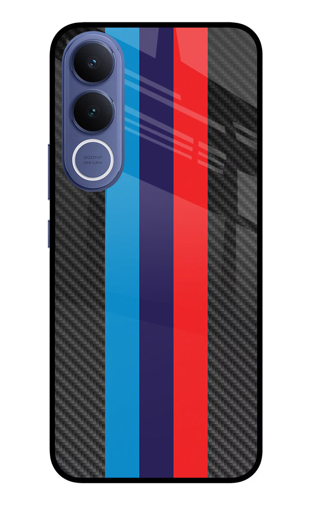 BMW Stripes Pattern Vivo V70 FE 5G Glass Case Back Cover by Casekaro