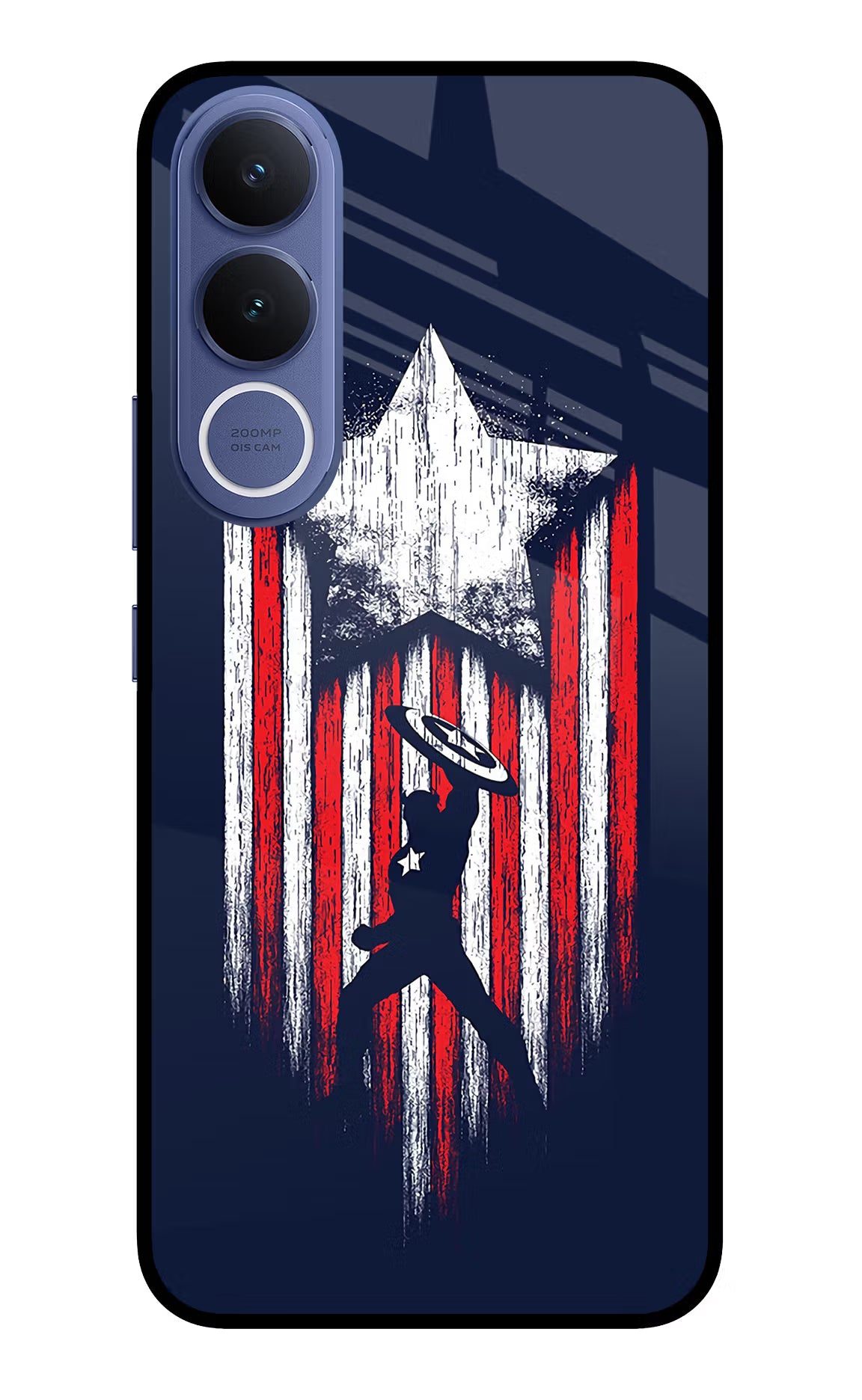 Captain America Marvel Art Vivo V70 FE 5G Glass Case Back Cover by Casekaro