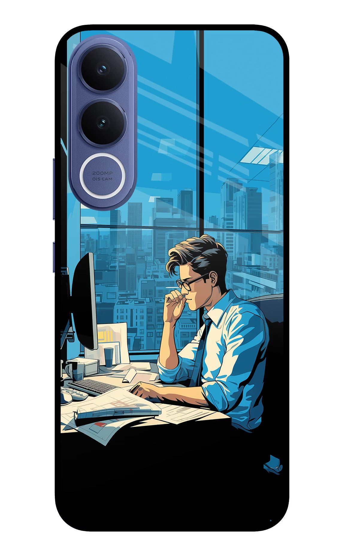 Focused Hustler (AI Generated) Vivo V70 FE 5G Glass Case Back Cover by Casekaro