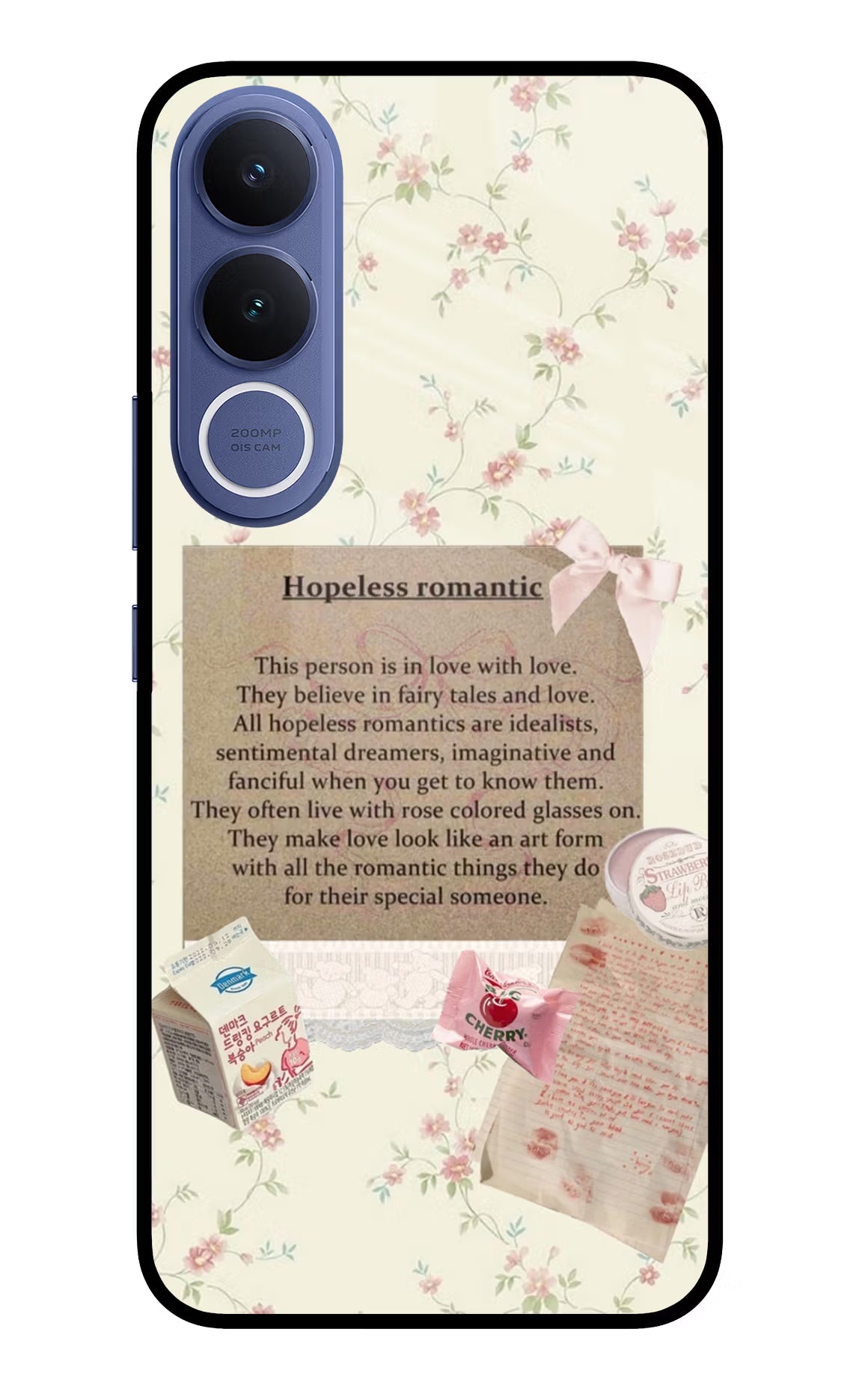 Hopeless Romantic Vivo V70 FE 5G Glass Case Back Cover by Casekaro