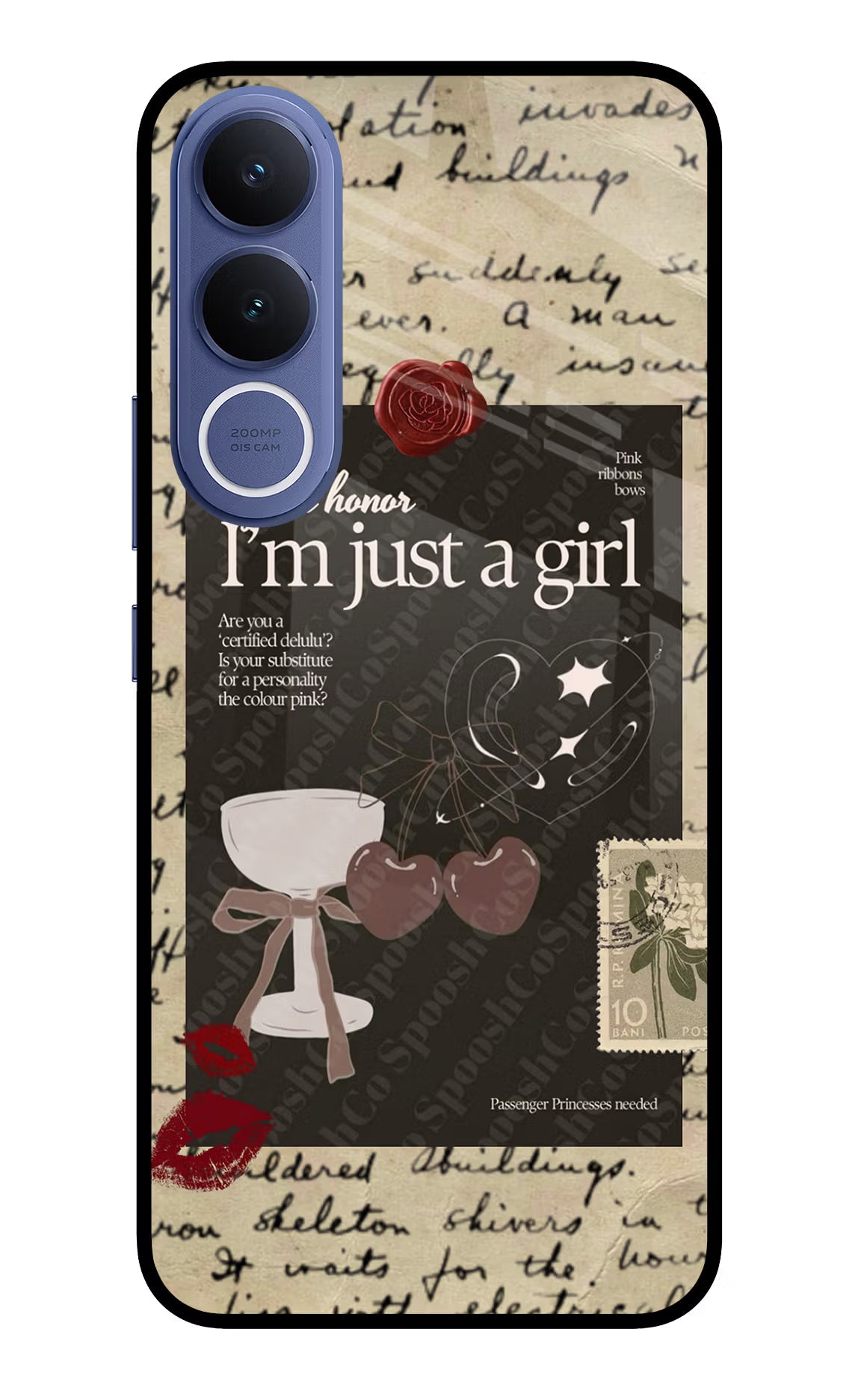 I am just a girl Vivo V70 FE 5G Glass Case Back Cover by Casekaro