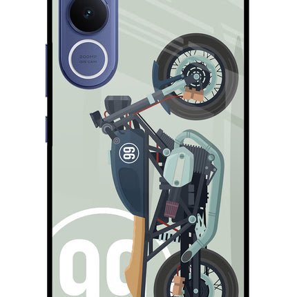 Classic Cafe Racer 99 Vivo V70 FE 5G Glass Case Back Cover by Casekaro