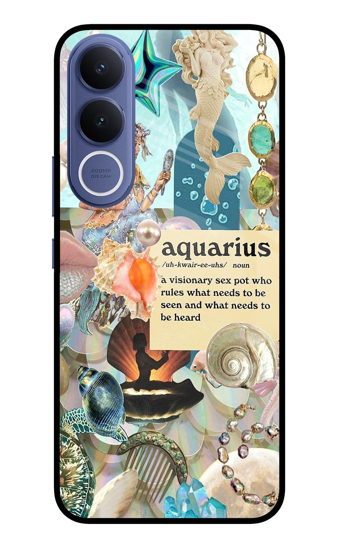 Aquarius Zodiac Vivo V70 FE 5G Glass Case Back Cover by Casekaro