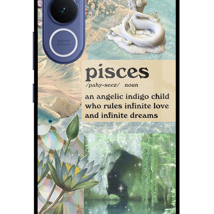 Pisces Zodiac Vivo V70 FE 5G Glass Case Back Cover by Casekaro
