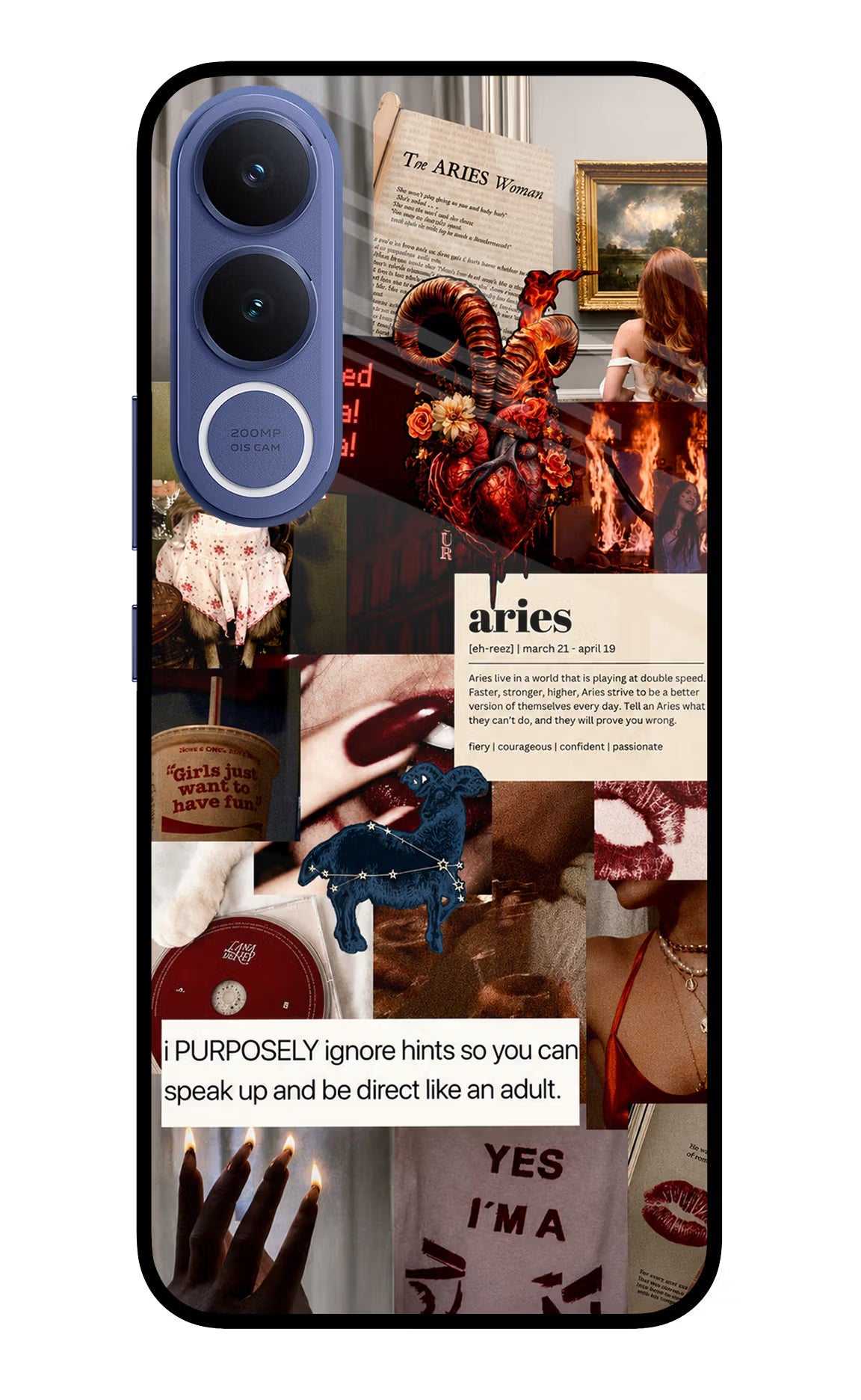 Zodiac Aries Vivo V70 FE 5G Glass Case