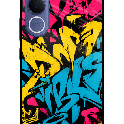 Graffiti Vibe Vivo V70 FE 5G Glass Case Back Cover by Casekaro