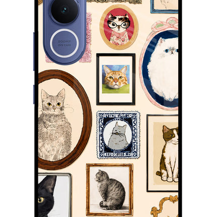 Mirror Cats Vivo V70 FE 5G Glass Case Back Cover by Casekaro