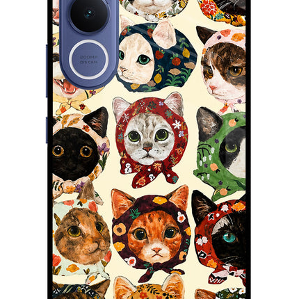 Cool Cat Vivo V70 FE 5G Glass Case Back Cover by Casekaro