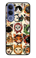 Cool Cat Vivo V70 FE 5G Glass Case Back Cover by Casekaro
