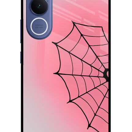 Pink Web Vivo V70 FE 5G Glass Case Back Cover by Casekaro