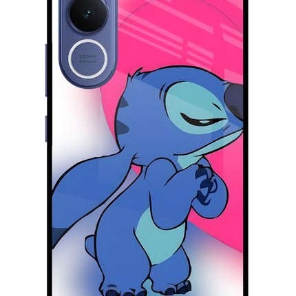 Stitch Hug Vivo V70 FE 5G Glass Case Back Cover by Casekaro