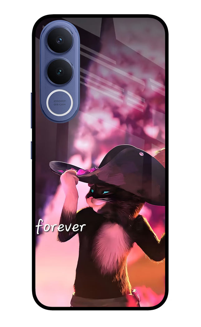 Forever Cat Vivo V70 FE 5G Glass Case Back Cover by Casekaro