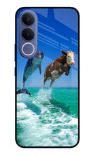 Dolphin vs Cow Vivo V70 FE 5G Glass Case Back Cover by Casekaro