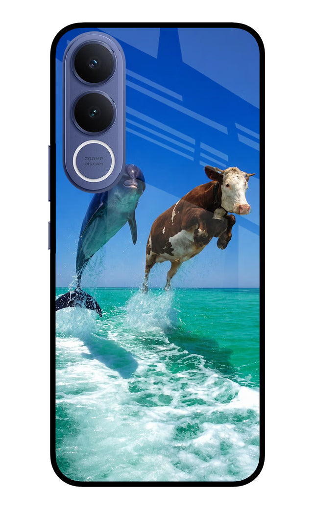 Dolphin vs Cow Vivo V70 FE 5G Glass Case Back Cover by Casekaro