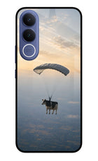 Skydiving Cow Vivo V70 FE 5G Glass Case Back Cover by Casekaro