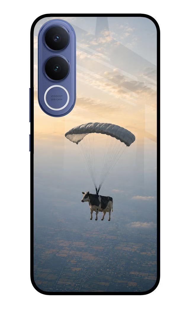 Skydiving Cow Vivo V70 FE 5G Glass Case Back Cover by Casekaro