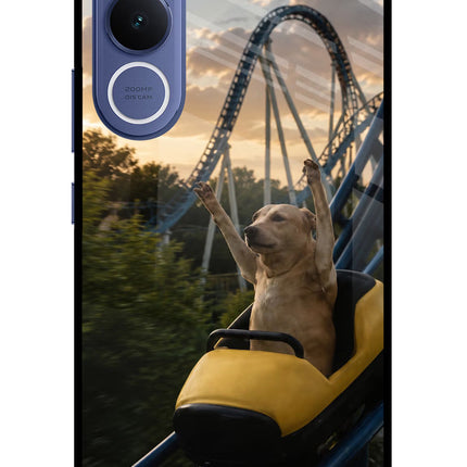 Rollercoaster Dog Vivo V70 FE 5G Glass Case Back Cover by Casekaro