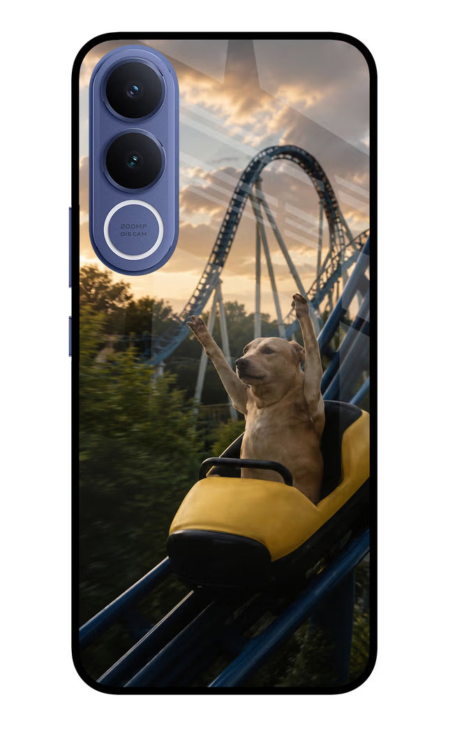Rollercoaster Dog Vivo V70 FE 5G Glass Case Back Cover by Casekaro
