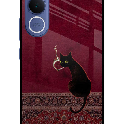 Midnight Cat Vivo V70 FE 5G Glass Case