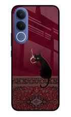Midnight Cat Vivo V70 FE 5G Glass Case