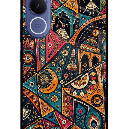 Folk Print Vivo V70 FE 5G Glass Case