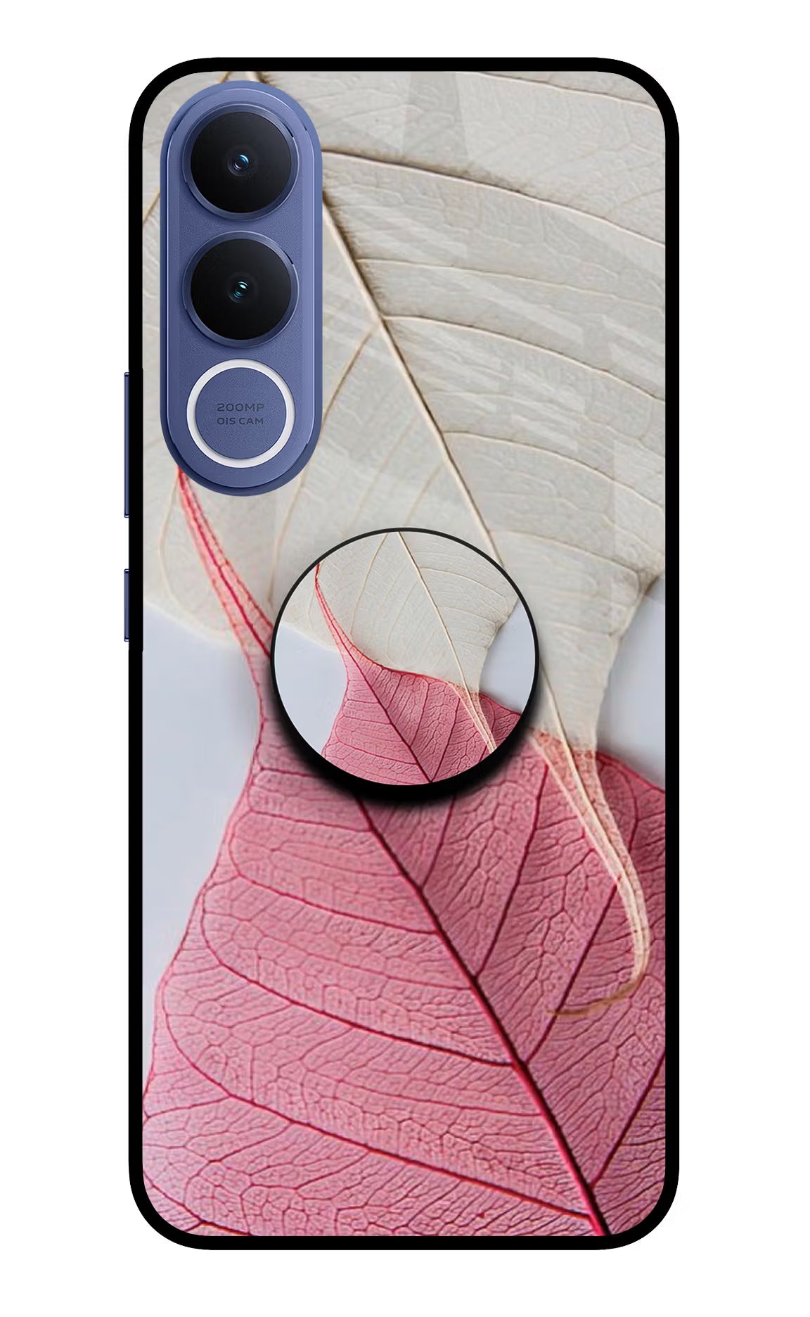 White Pink Leaf Vivo V70 FE 5G Pop Case by Casekaro