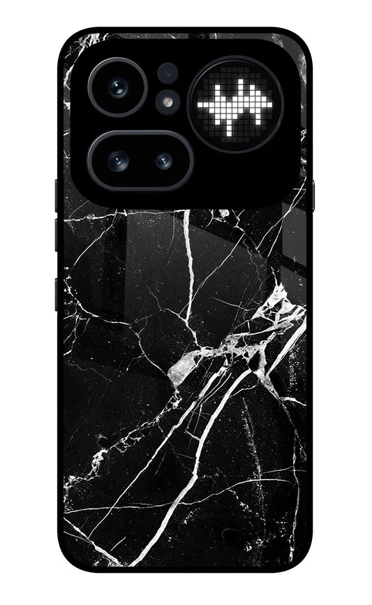 Black Marble Pattern Nothing Phone 4a Pro Glass Case