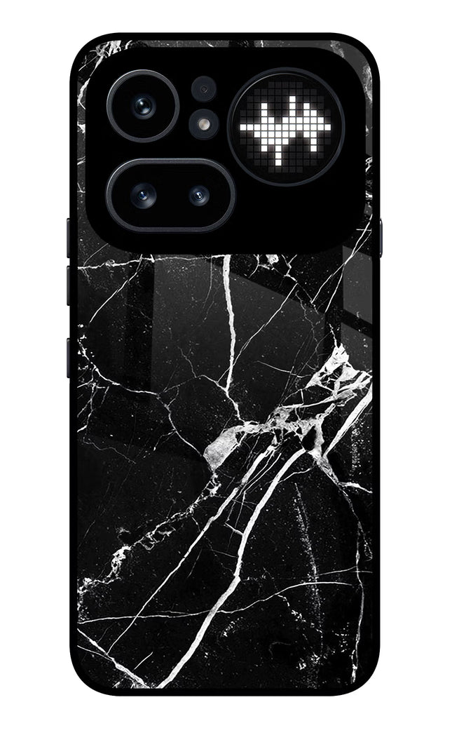 Black Marble Pattern Nothing Phone 4a Pro Glass Case Back Cover by Casekaro
