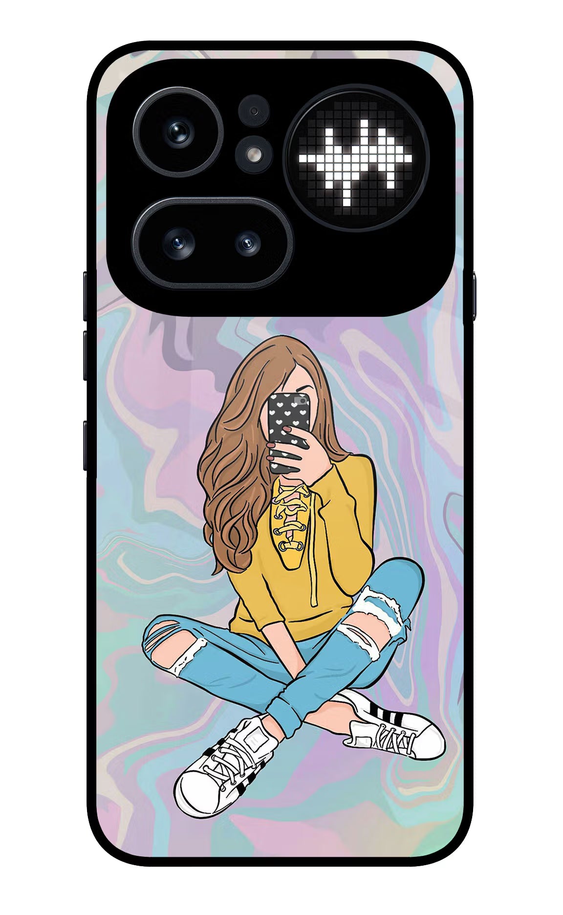 Selfie Girl Nothing Phone 4a Pro Glass Case Back Cover by Casekaro