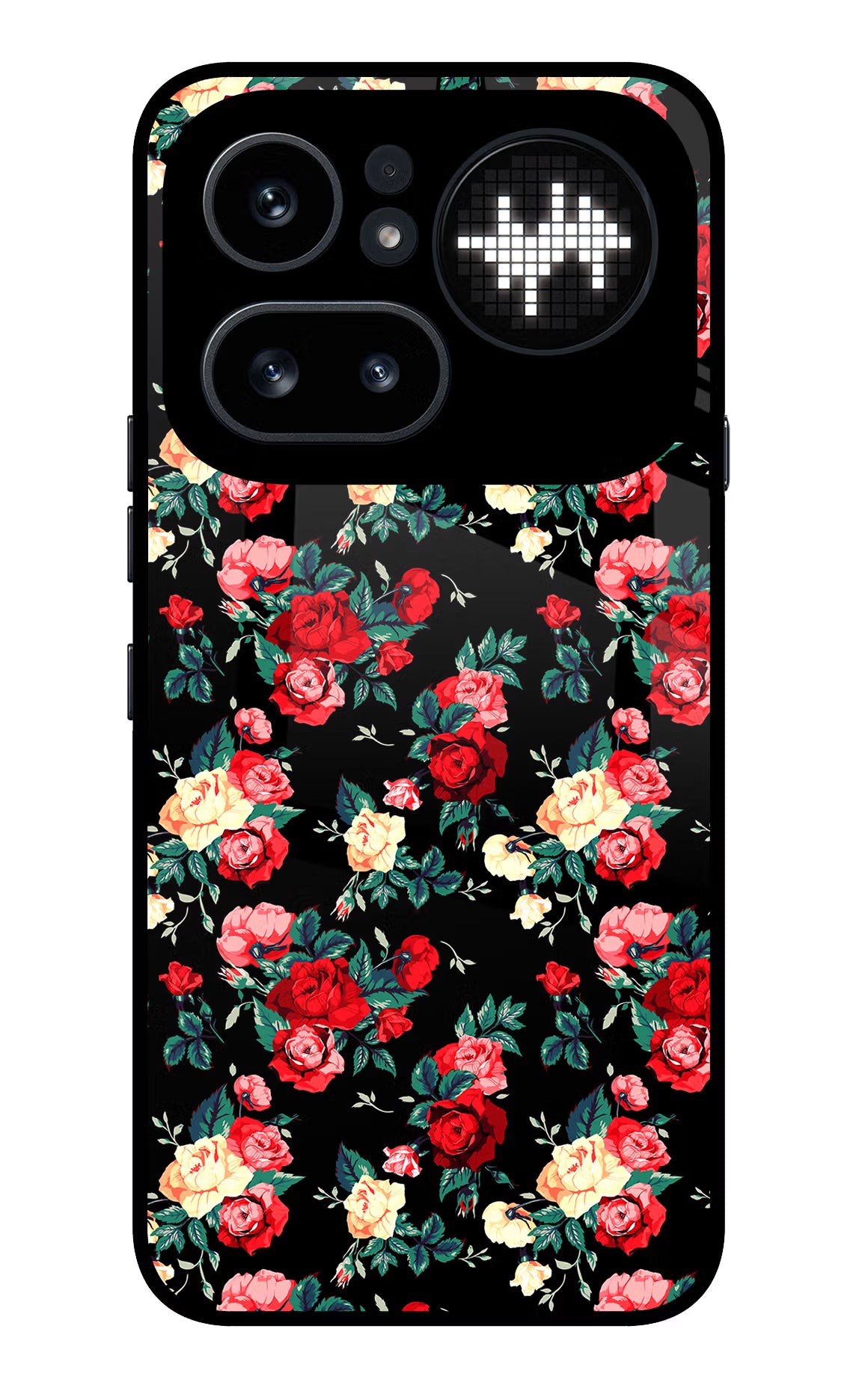 Rose Pattern Nothing Phone 4a Pro Glass Case Back Cover by Casekaro