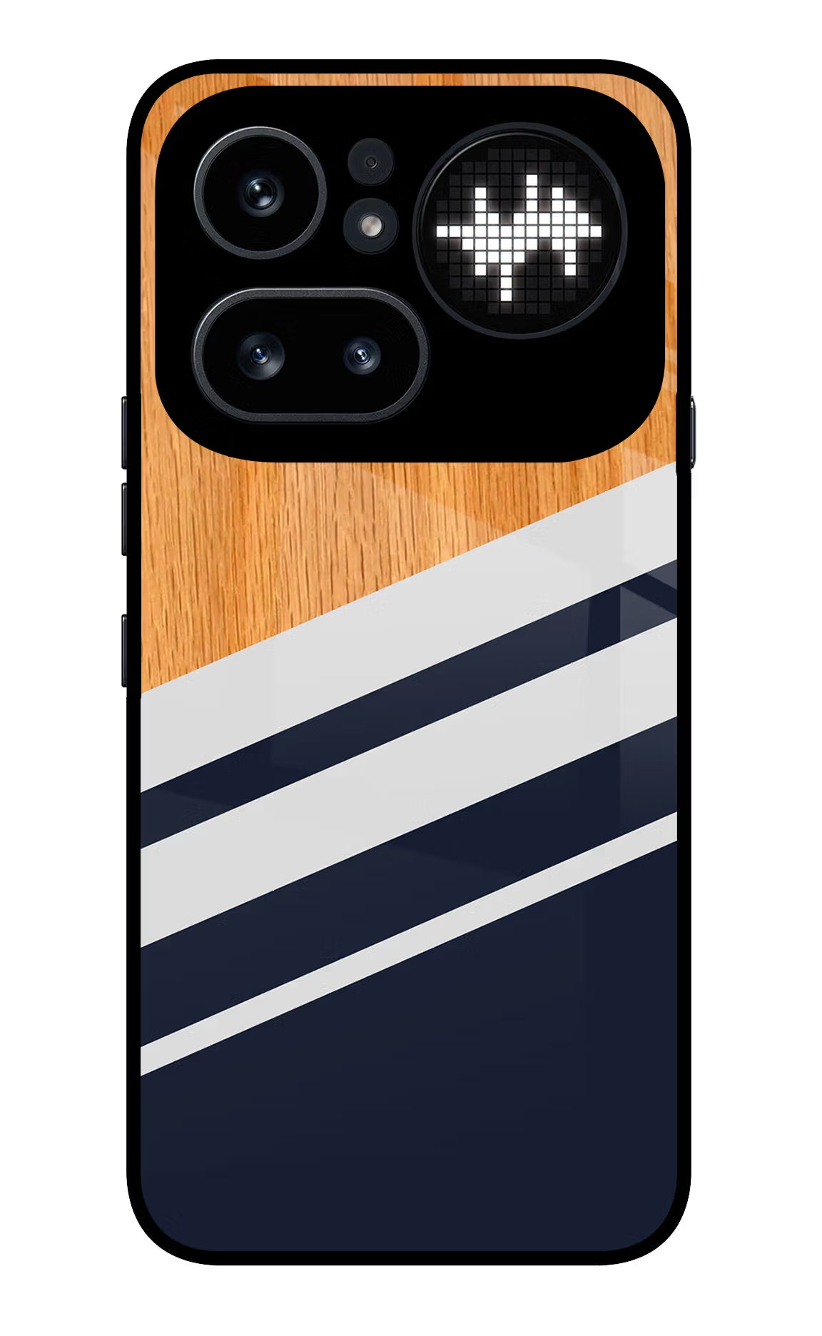 Blue and white wooden Nothing Phone 4a Pro Glass Case