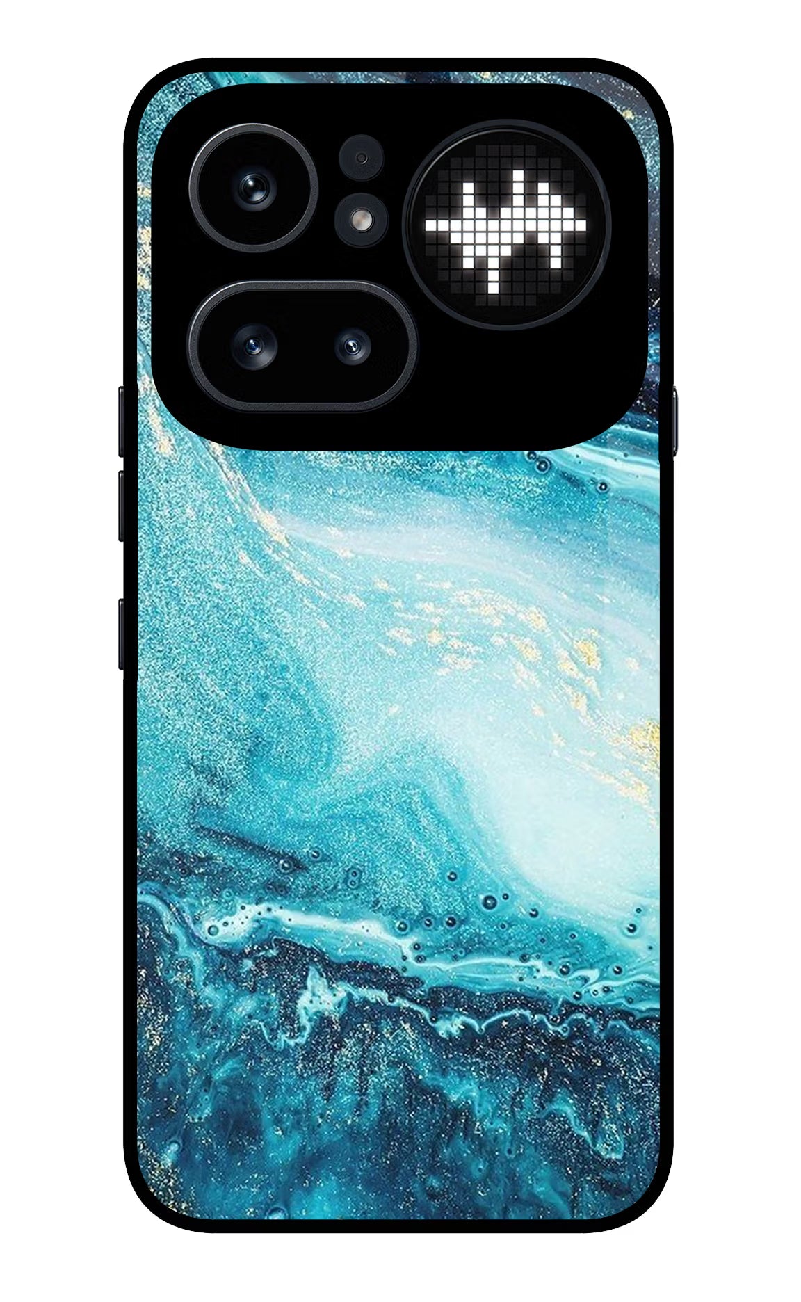Blue Glitter Marble Nothing Phone 4a Pro Glass Case Back Cover by Casekaro