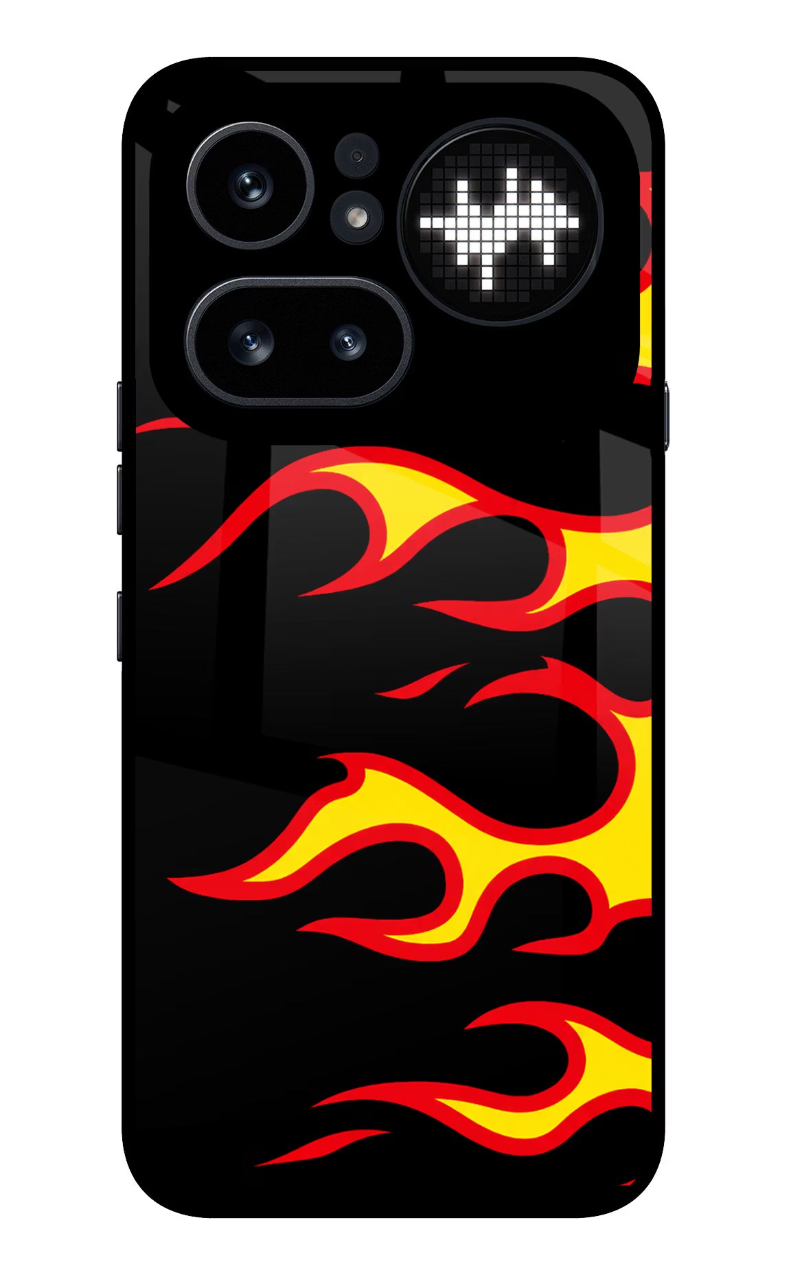 Side Sweep Flames Nothing Phone 4a Pro Glass Case Back Cover by Casekaro