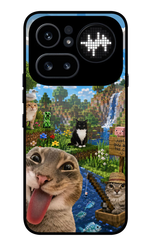 Minecraft Cat Chaos Nothing Phone 4a Pro Glass Case