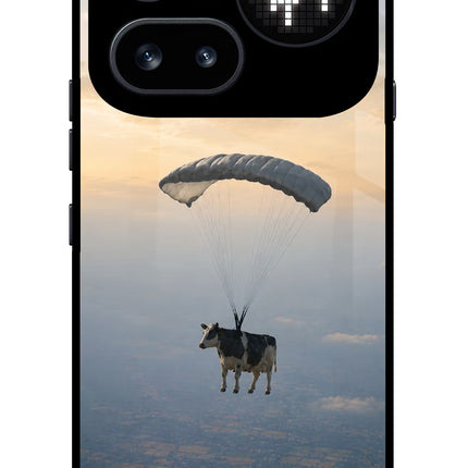 Skydiving Cow Nothing Phone 4a Pro Glass Case
