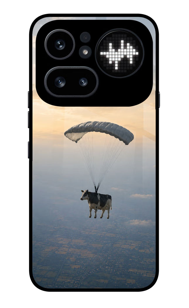 Skydiving Cow Nothing Phone 4a Pro Glass Case