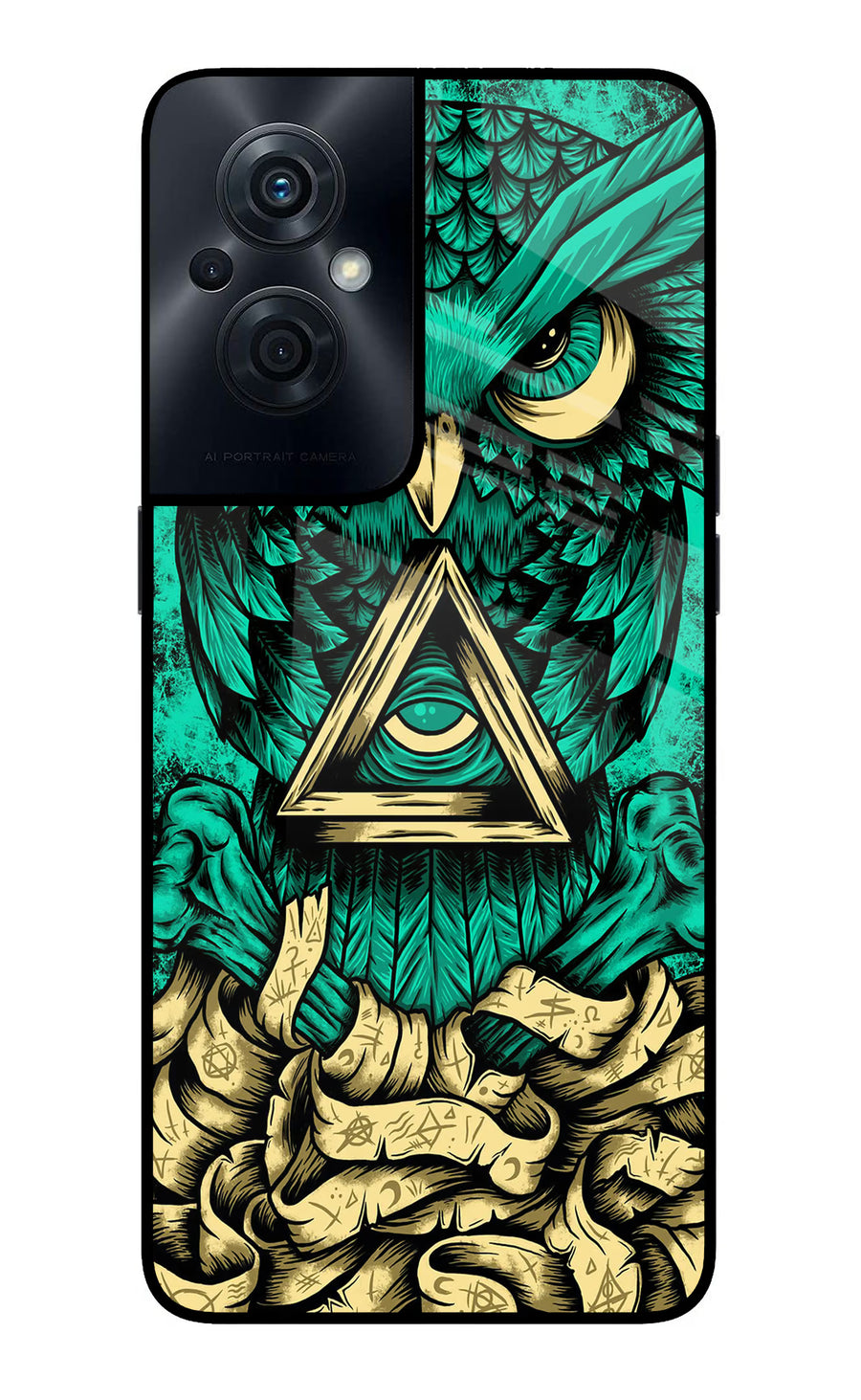 Green Owl OPPO F21s Pro 5G Back Cover, Glass case