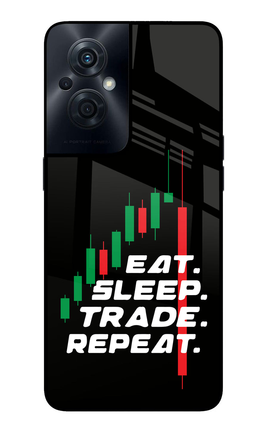 Eat Sleep Trade Repeat OPPO F21s Pro 5G Back Cover, Glass case