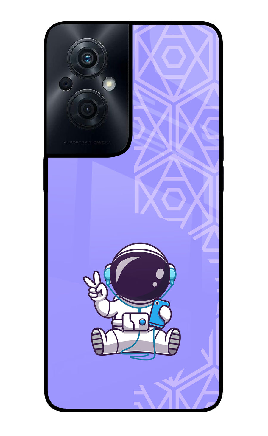 Cute Astronaut Chilling OPPO F21s Pro 5G Back Cover, Glass case