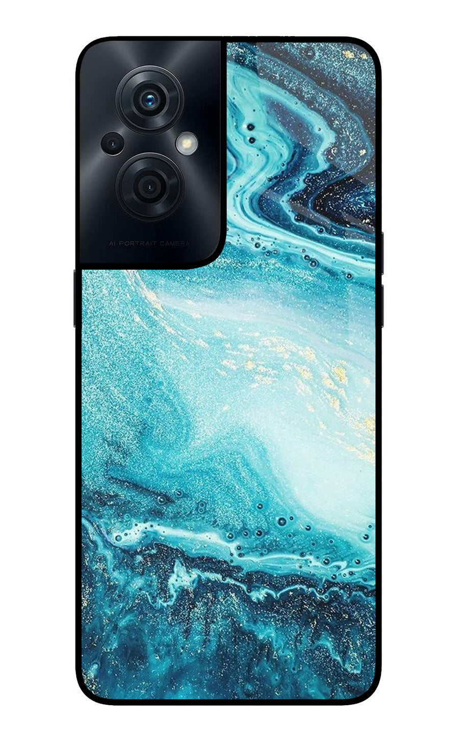 Blue Glitter Marble OPPO F21s Pro 5G Back Cover, Glass case