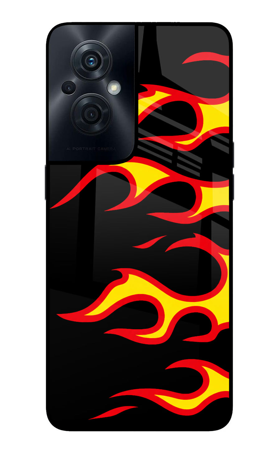 Side Sweep Flames OPPO F21s Pro 5G Back Cover, Glass case