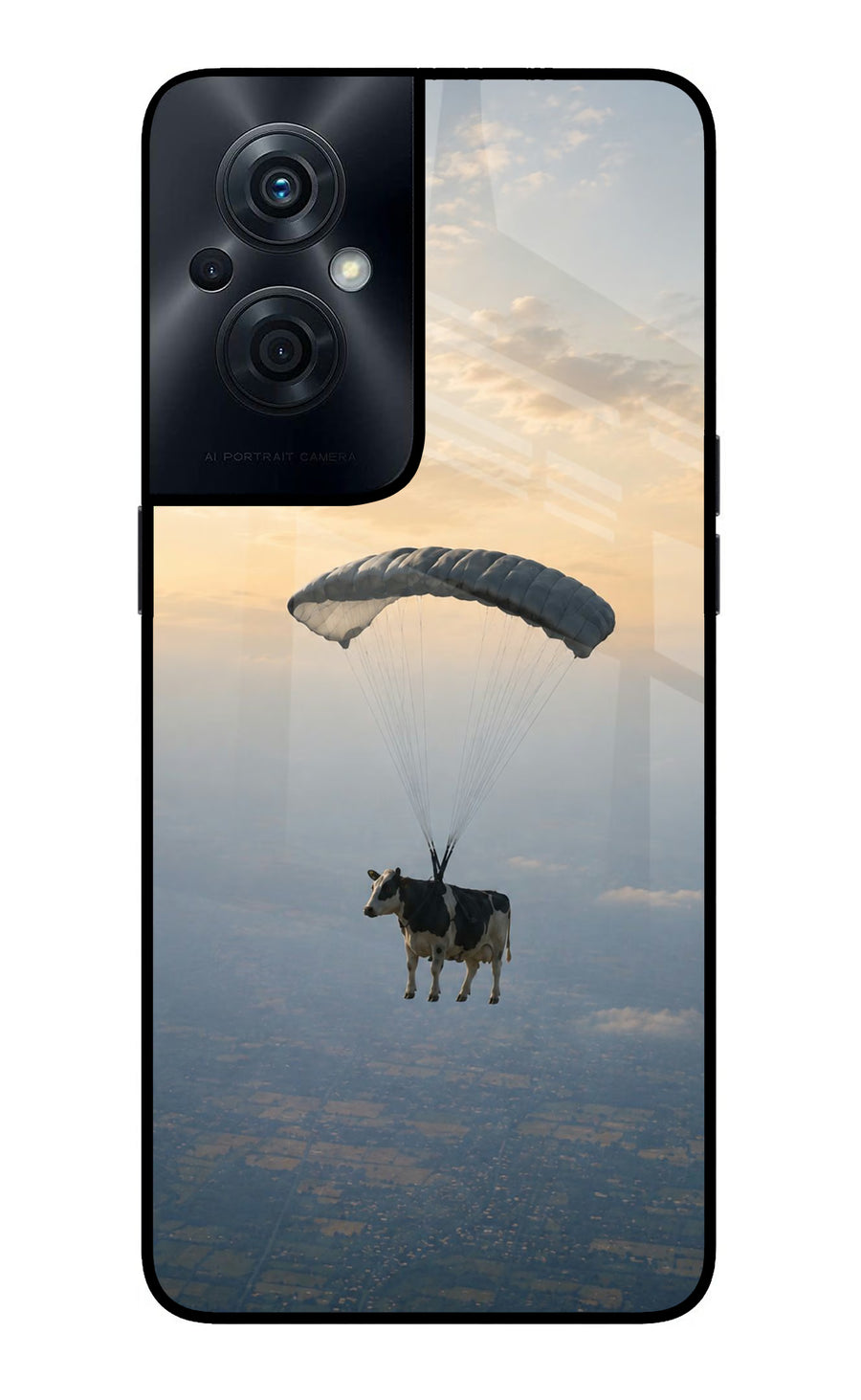 Skydiving Cow OPPO F21s Pro 5G Back Cover, Glass case