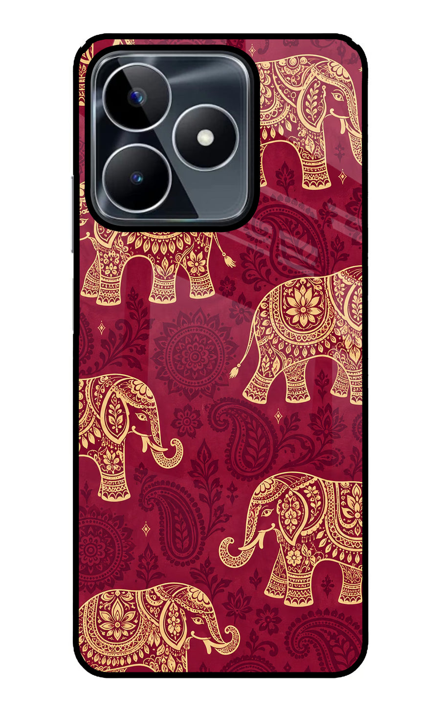 Maroon Elephant Realme Narzo N53 Back Cover, Glass case