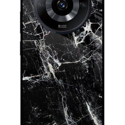 Black Marble Texture Realme Narzo 60 5G Glass Case Back Cover by Casekaro