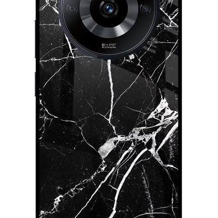 Black Marble Pattern Realme Narzo 60 5G Glass Case Back Cover by Casekaro
