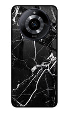 Black Marble Pattern Realme Narzo 60 5G Glass Case Back Cover by Casekaro