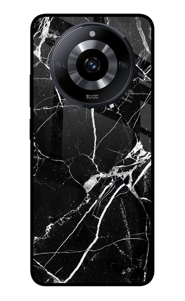 Black Marble Pattern Realme Narzo 60 5G Glass Case Back Cover by Casekaro