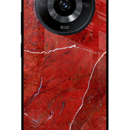 Red Marble Design Realme Narzo 60 5G Glass Case Back Cover by Casekaro