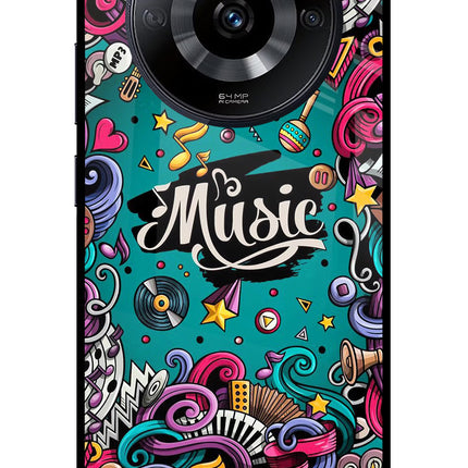Music Graffiti Realme Narzo 60 5G Glass Case Back Cover by Casekaro