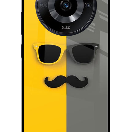 Sunglasses with Mustache Realme Narzo 60 5G Glass Case Back Cover by Casekaro